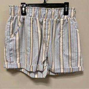 No Comment Sz L Blue & Tan Stripe Shorts 🩳 NWT